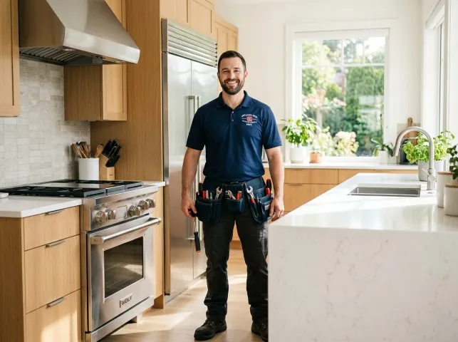 Appliance Repair Hero technician in a Brinklow, MD kitchen after an appliance repair